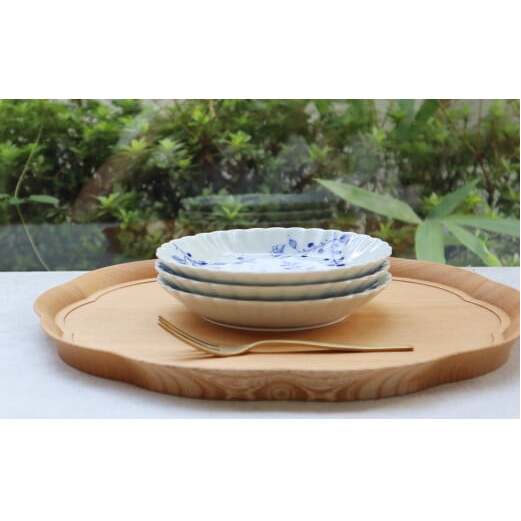 有田焼 染付菊型取皿３枚セット まるふく 食器 うつわ 器 手描き 染付 ケーキ皿 デザート皿 A25-462_イメージ2