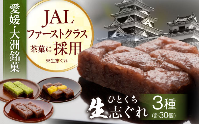 大洲銘菓 ひとくち生志ぐれ 3種30個入り　ギフト箱入り 愛媛県大洲市/有限会社冨永松栄堂 和菓子 おやつ 茶菓子 お茶請け ギフト [AGCB011]