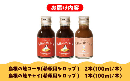 希釈用スパイスドリンクシロップ クラフトコーラ チャイ 100ml×3本セット 手作り ジュース ソフトドリンク 飲料 無添加 健康 島根県雲南市/出雲SPICE LAB.[AIAD007]