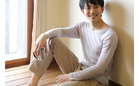 《絹生活研究所》インナー／メンズ／長袖／グレー インナーウェア 下着 肌着 ファッション 服 男性  Mサイズ