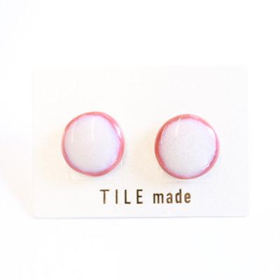 ふるさと納税 瑞浪市 【美濃焼】ピンクむらタイルピアス(直径15mm)