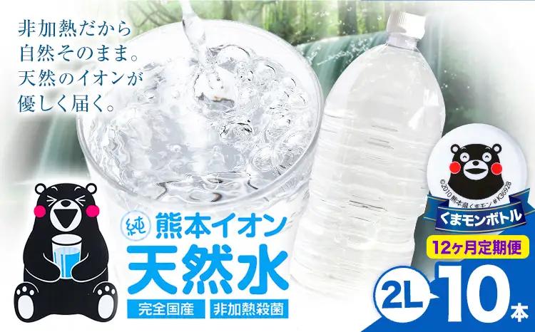 【12ヶ月定期便】熊本イオン純天然水 ラベルレス 2L×10本 《お申込み翌月から出荷》2l 水 飲料水 ナチュラルミネラルウォーター ｜人気天然水 大人気返礼品 ブランド天然水