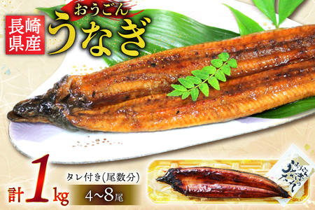 うなぎ 国産 蒲焼 長崎県産 おうごんうなぎ 松 セット 約1kg 6尾～8尾 [松永水産 長崎県 平戸市 hr42bgy400018]