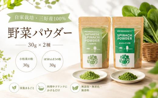 徳島県産 野菜パウダー 離乳食 ベビーフード 30g × 2種 高地栽培 ほうれん草 小松菜 野菜100% パウダー 栄養 健康 安心 赤ちゃん ヘルシー 野菜 スープ 味噌汁 パン お菓子 菓子 ほうれんそう 徳島県 三好市 みよし miyoshi 三好野呂内野菜生産加工組合