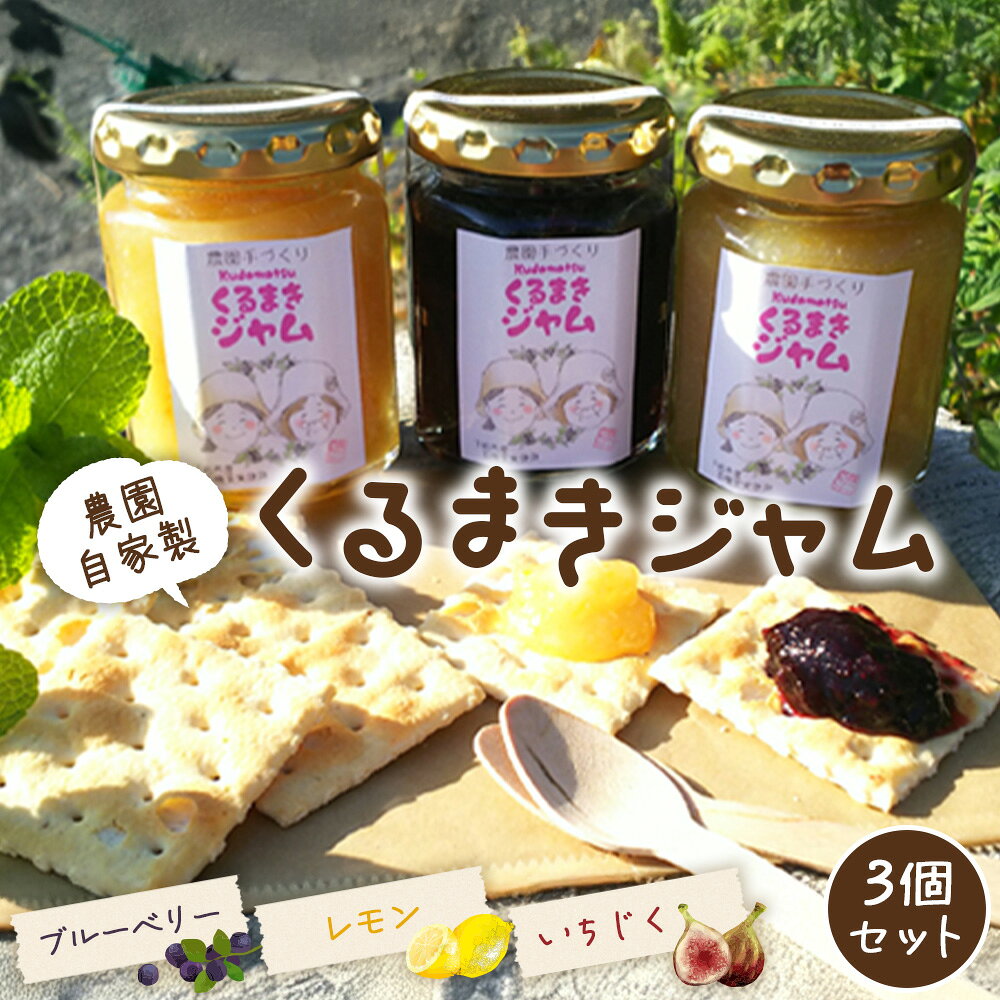 【ふるさと納税】 ジャム　農園自家製くるまきジャムセット3個　化粧箱入り ／ ジャム ブルーベリー レモン いちじく 自家製 農園 手作り 3個セット 化粧箱入り 香り 色鮮やか 果実ジャム エコやまぐち100 農薬不使用 有機肥料 No.241