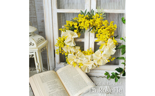 フラワーリース ミモザ リース 1個 [La.Rose Fleur 山形県 高畠町 tk06ayt140026] 花 はな 造花 フラワー アレンジメント インテリア 飾付 ハンドメイド