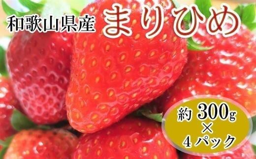 
            【2月発送】和歌山県産ブランドいちご「まりひめ」約300g×4パック入り【北海道・沖縄県・離島配送不可】【上富田町産】
          