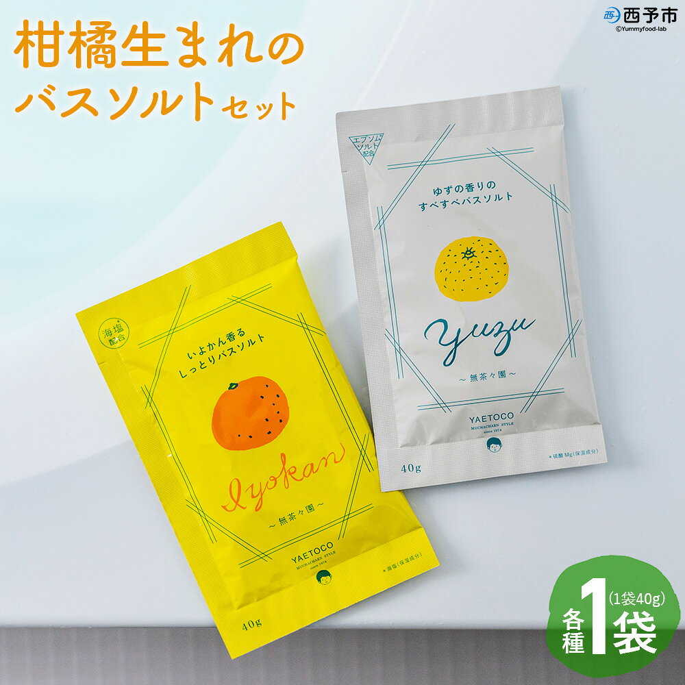 【ふるさと納税】＜柑橘生まれのバスソルトセット 2袋＞『1か月以内に順次出荷予定』 柑橘 伊予柑 いよかん ユズ 柚子 香り バスタイム お風呂 入浴剤 天然バスソルト リラックス リラクゼーション ご褒美 個包装 使い切り 保湿 お肌 潤い 無茶々園 愛媛県 西予市 【常温】