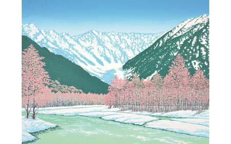 版画 「雪の旋律」茶額縁 | 版画 セリグラフ