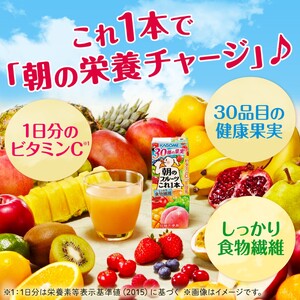 【 定期便 7ヶ月連続お届け 】カゴメ 朝のフルーツこれ一本 200ml×48本 果実ミックス飲料 30種の果実 1日分のビタミンC 1日分の果実 添加物不使用 砂糖不使用 食物繊維 植物性乳酸菌 果