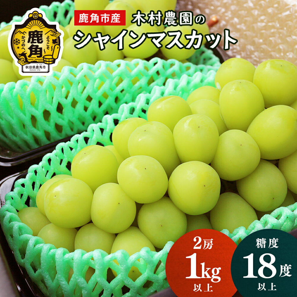 【ふるさと納税】《 先行予約 》 シャインマスカット 農家直送 秋田県鹿角産 大粒 「 シャインマスカット 」2房 1kg 以上【木村農園】 高糖度 甘い ぶどう ブドウ シャインマスカット まるごと 皮ごと 食べやすい ブドウ 秋田県産 鹿角産 ギフト 贈り物 プレゼント