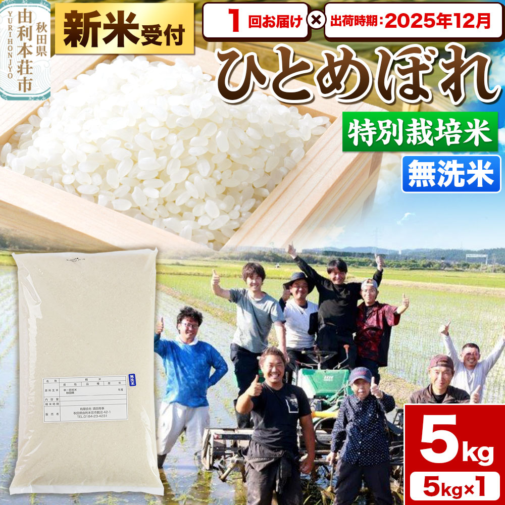 《新米受付》令和7年産【無洗米】特別栽培米 ひとめぼれ 5kg 秋田県産【2025年12月出荷】