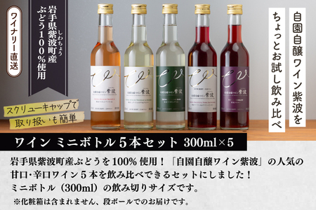 自園自醸ワイン紫波 ミニボトル飲み比べ５本セット (AL104)