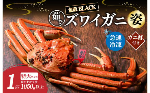 【蟹の匠 魚政】魚政BLACK 茹でズワイガニ〈急速冷凍〉特大サイズ 1杯【姿のまま】カニ酢付き　UO01329