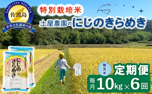 【定期便 令和8年産新米 6か月】 佐渡島産にじのきらめき 無洗米 10Kg 令和8年産新米 特別栽培米 土屋農園 | 新潟県産にじのきらめき 佐渡産にじのきらめき にじのきらめき お米 米 無洗米 むせんまい 精米 おこめ コメ 10キロ にいがた さど 新潟県 佐渡市