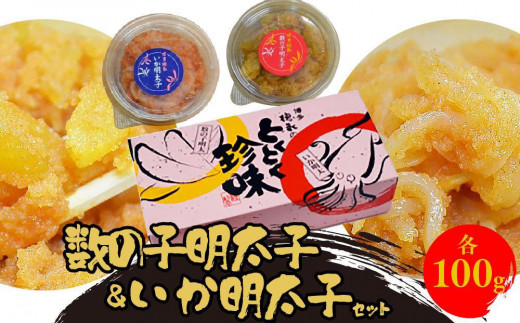 
            数の子明太子&いか明太子セット(各100g)＜博多徳永とくとく珍味＞ 【福岡 返礼品 支援品 食べ物 食品 ご当地グルメ お取り寄せグルメ 数の子明太 イカ明太 魚 数の子 かずのこ いか 魚卵 緊急支援 送料無料 CA032】
          