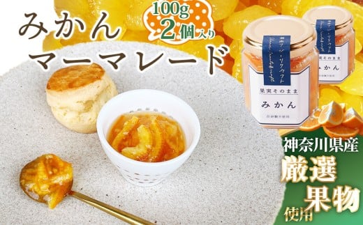 みかんマーマレード100g×2個 ／ 蜜柑 ミカン 柑橘 温州みかん 大津6号 ジューシー ママレード 人気 加工食品 手作り 白砂糖不使用 ペクチン不使用 フルーツスプレッド コンフィチュール トッピング 神奈川県産果物 神奈川県 No.085