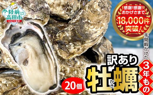 三陸産 殻つき牡蠣 生牡蠣 3年牡蠣 20個　
