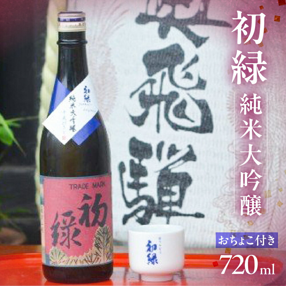 【ふるさと納税】 初緑 純米大吟醸 720ml（レトロラベルA）おちょこ付 日本酒 純米大吟醸 山田錦 おちょこ 奥飛騨酒造 下呂温泉 おすすめ 贈答品 贈り物 プレゼント ギフト お中元 父の日 母の日 敬老の日 成人の日 成人式 16000円 岐阜県 下呂市