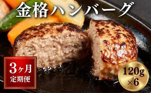 【定期便/3ヶ月】《格之進》金格ハンバーグ120g×6個 【 プレミアム お弁当 個包装 お惣菜 小分け 子供 簡単調理 肉 岩手 一関 贈り物 ギフト お取り寄せ 冷凍 人気 】1月30日より寄附額改定