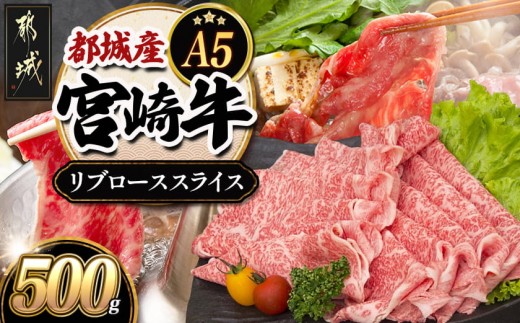 
                  宮崎牛リブローススライス500g (A5) _AD-A0-004_(都城市) 牛肉 都城産宮崎牛  国産黒毛和牛『内閣総理大臣賞』を受賞した生産者のお肉です！ 最上級ランクのA5等級 霜降り牛肉 すき焼き しゃぶしゃぶに A5ランク ギフト 贈答用
                