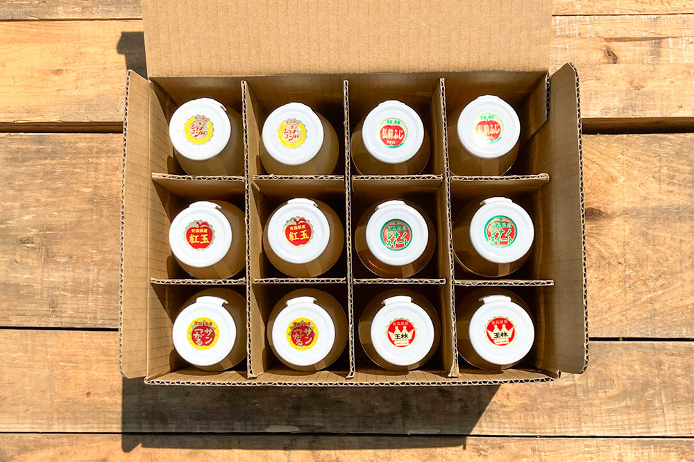 飲み比べ 無添加 ストレート りんごジュース 180ｍl × 12本セット 前田りんご園