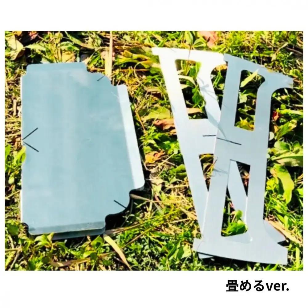 3way  焚き火台テーブル(折畳み/かに柄ver.) (SUS/板厚：1.5mm/サイズ：410mm×410mm×155mm) (焚き火台ベーススタンド/鍋敷き/ローテーブル)