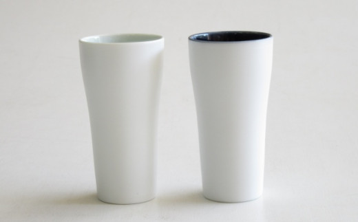 
有田焼 ARITA PORCELAIN LAB 内青白磁外刷毛&内墨ルリ外刷毛・ペアペストルタンブラー
