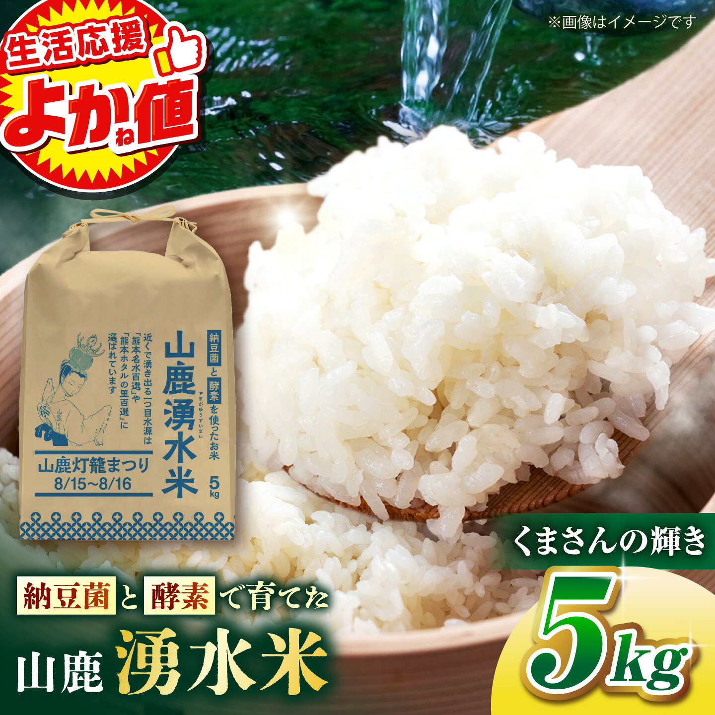 【ふるさと納税】＼生活応援よか値キャンペーン／【先行予約】〈令和8年度産米〉 白米 くまさんの輝き 『山鹿湧水米』 白米 5kg 送料無料 ギフト 精米 国産 熊本県産 ライス ご飯 ごはん 山鹿市 5キロ 白米 米 こめ コメ【合同会社 こば農園】[ZFO002]