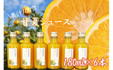 果汁100％ 甘夏ジュース180ml×6本セット 甘夏 蜜柑 果物 柑橘 フルーツ シュース 国産 三重県 尾鷲市　AI-2