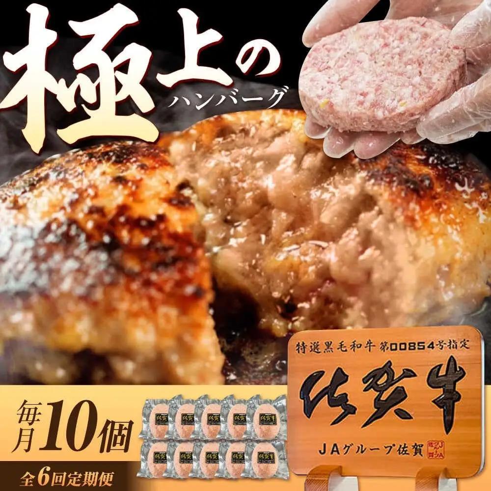 【6回定期便】 佐賀牛入り生ハンバーグ 10個 牛ハンバーグ [UEM004]