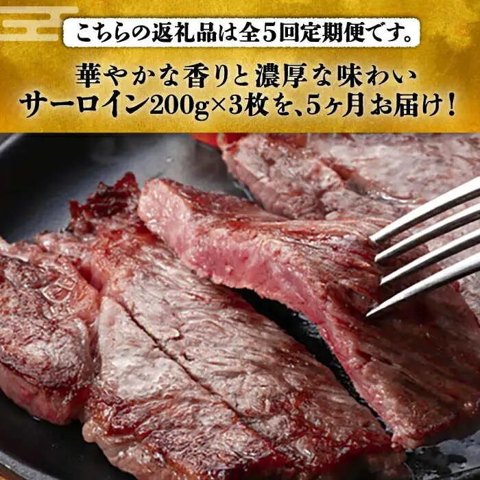 【全5回定期便】 サーロイン ステーキ 200g × 3枚 [ABCL010] 
