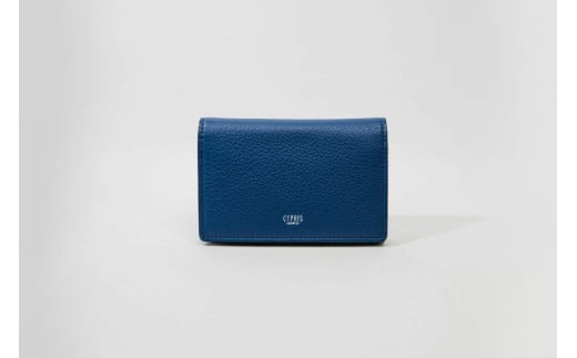 キプリス本革製ササマチ名刺入れ　カラー：ブルー【革小物 革製品 ソフトシュリンクレザー 牛革 しっとり シーズンレス 職人 名刺ケース】