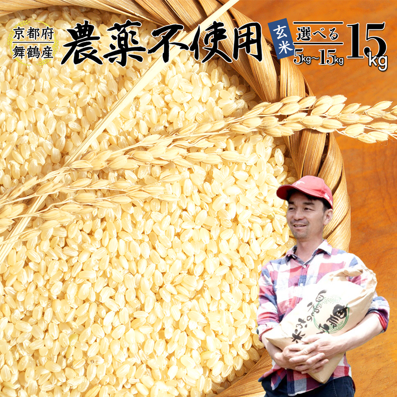 【令和7年度産 新米 先行予約】 棚田米 15kg 玄米 ： コシヒカリ 栽培期間中農薬不使用 京都産 お米 農家直送 こしひかり 米 ご飯 げんまい 無農薬 栽培 棚田