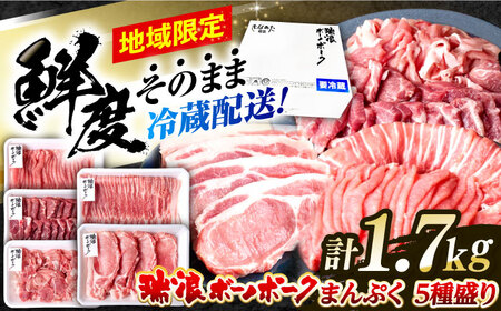※冷蔵配送/地域限定※ 岐阜県産 豚 瑞浪ボーノポーク まんぷく 5種盛り 1.7kg (ロースしゃぶしゃぶ・肩ロース焼肉・バラスライス・小間切・ローステキカツ) 瑞浪市 / きなぁた瑞浪 [AZCI017]