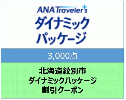10-428 北海道紋別市　ANAトラベラーズダイナミックパッケージ割引クーポン3,000点分