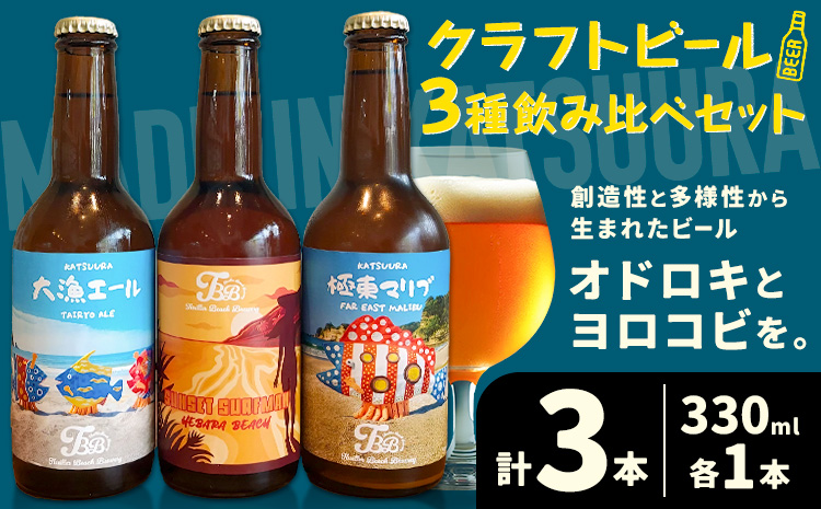 クラフトビール 3種 飲み比べセット 瓶330ml 3本 千葉県 勝浦市 にある 醸造所より 直送 MAXIMUS.WORK 株式会社《90日以内に出荷予定(土日祝除く)》千葉県 勝浦市 クラフトビール ビール 飲み比べ【配送不可地域：離島】