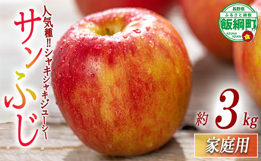りんご サンふじ 家庭用 3kg 相澤農園 2025年11月中旬頃から2026年2月中旬頃まで順次発送予定 沖縄県への配送不可 令和7年度収穫分 長野県 飯綱町 [1855]