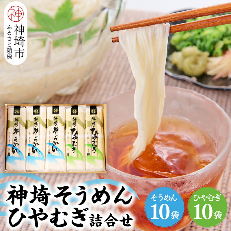 【ふるさと納税】神埼そうめん(240g×10袋)・神埼ひやむぎ詰合せ(240g×10袋) 【めん 麺 詰合せ そうめん詰合せ ひやむぎ詰合せ 神埼 九州 佐賀 ギフト 贈答用 名産品 熨斗】(H020102)