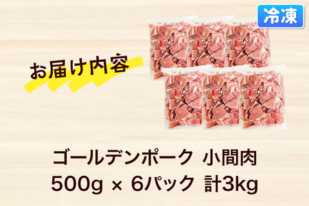 肉 豚 【冷凍】ゴールデンポーク 小間肉 3kg セット 257023T