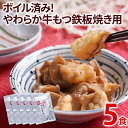 【ふるさと納税】ボイル済み！やわらか牛もつ鉄板焼き用 5パック 九州 お取り寄せ 非常食 備蓄 防災 保存食 常温保存 レトルト食品 煮込み 5食