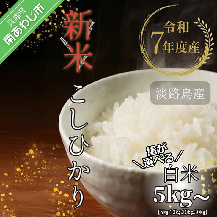 【ふるさと納税】令和7年産新米　淡路島産こしひかり　白米【5kg・10kg・20kg・30kg】