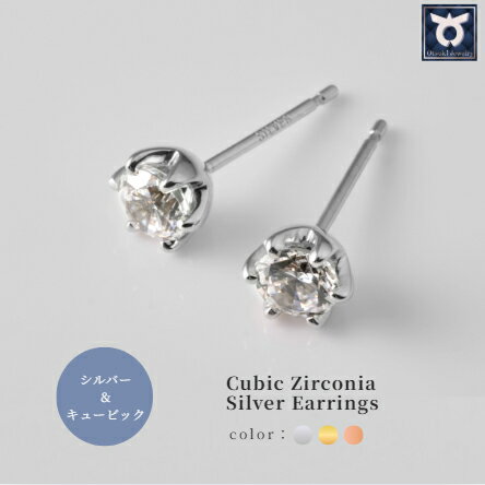 【ふるさと納税】【1週間以内発送】ピアス キュービック シルバー カラー：イエロー・ホワイト・ピンク/ レディース ジュエリー アクセサリー シ Wロックキャッチ スタッドピアス ギフト プレゼント 誕生日 ジュエリーケース付