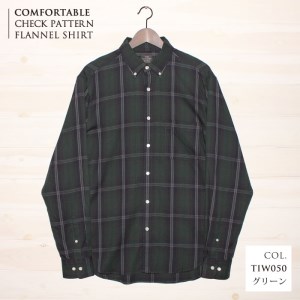 　播州織メンズチェックネルシャツ「THE INDUSTRY WORKS」（1着）【TIW_050（グリーン）】  36-2