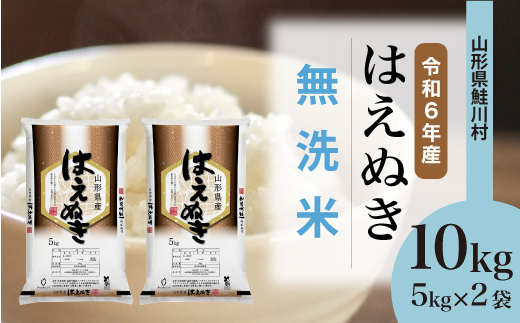 ＜令和6年産米＞令和6年12月中旬発送　はえぬき 【無洗米】 10kg （5kg×2袋） 鮭川村