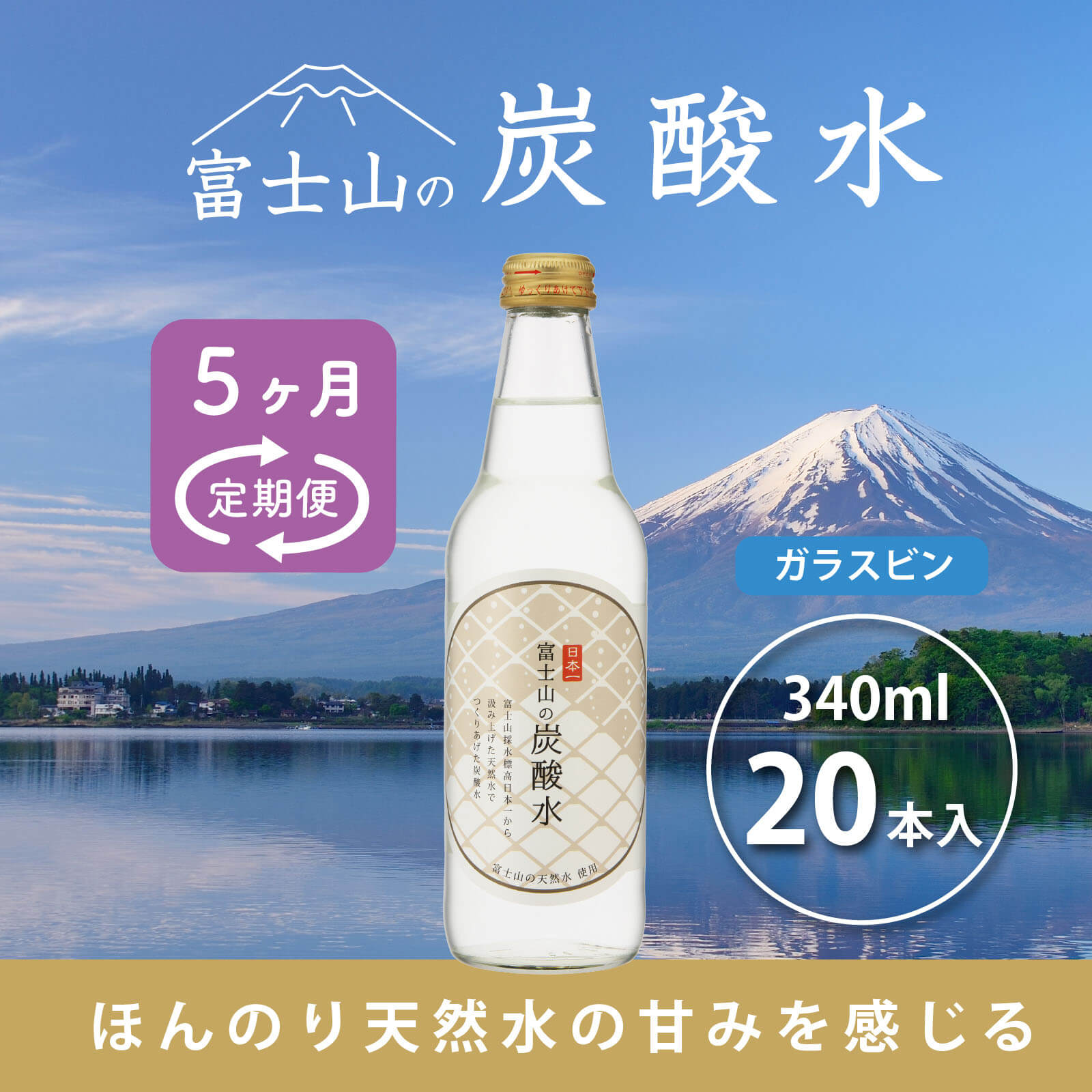 【ふるさと納税】 【5か月連続】富士山の炭酸水（340ml瓶×20本）＜毎月お届けコース＞ \ FBB020