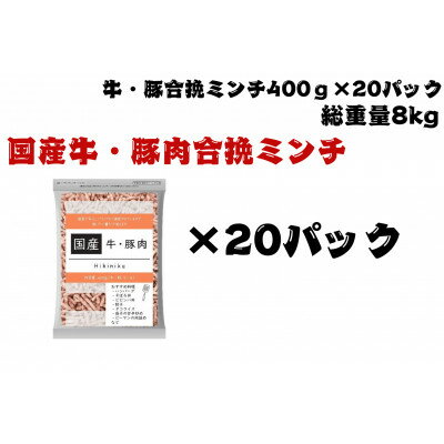 【ふるさと納税】国産牛・豚合挽ミンチ8kg【配送不可地域：離島】【1664097】