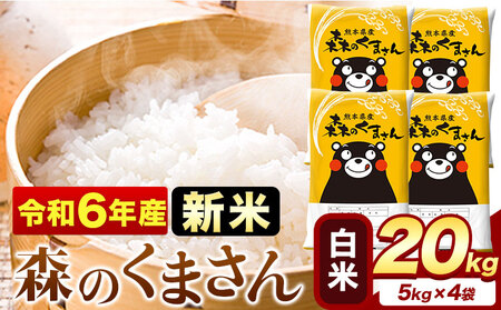 令和6年産 新米  森のくまさん 20kg 5kg × 4袋  白米 熊本県産 単一原料米 森くま《11月-12月より出荷予定》送料無料