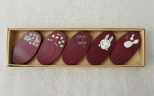 貝象嵌箸置き（パープルハート）