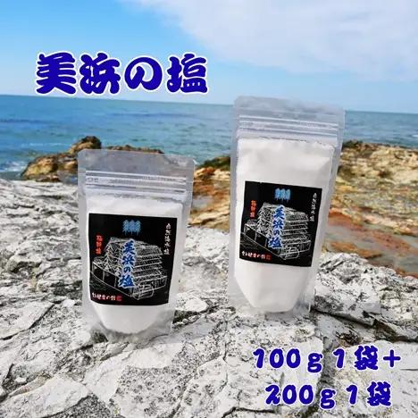 美浜の塩 200g×1袋 + 美浜の塩 100g×1袋｜天然塩 塩 食塩 しお ソルト愛知県 美浜町 食と健康の館 ※北海道・沖縄・離島への配送不可